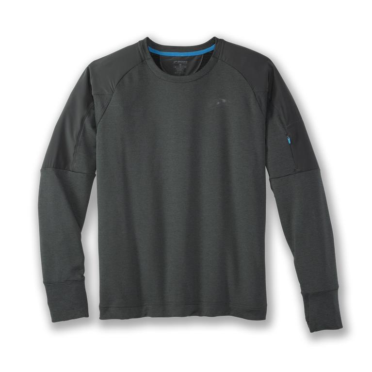 Brooks Notch Thermal Mens Long Sleeve Running Shirt - Dark Oyster/grey - Indonesia (JULK-08634)